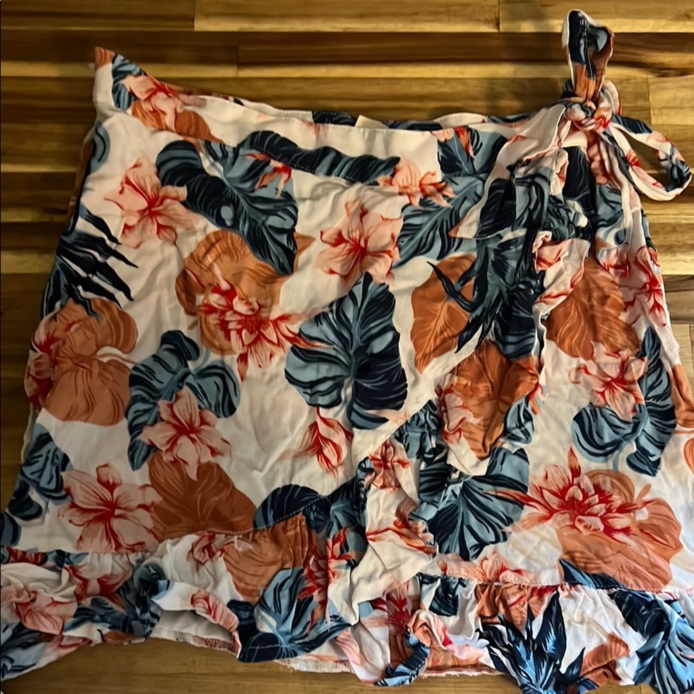 Roxy Blue and Orange Floral Skirt
